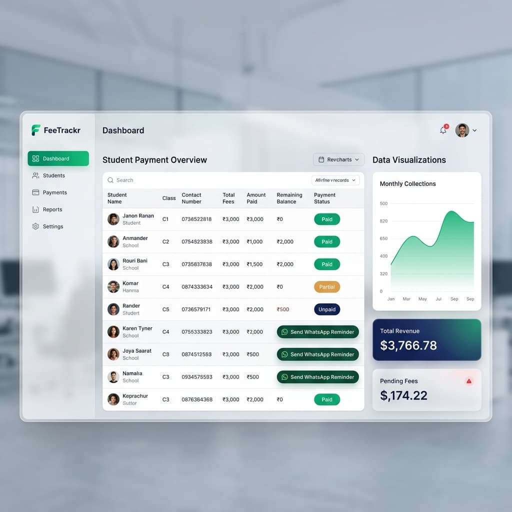 FeeTrackr Application Showcase